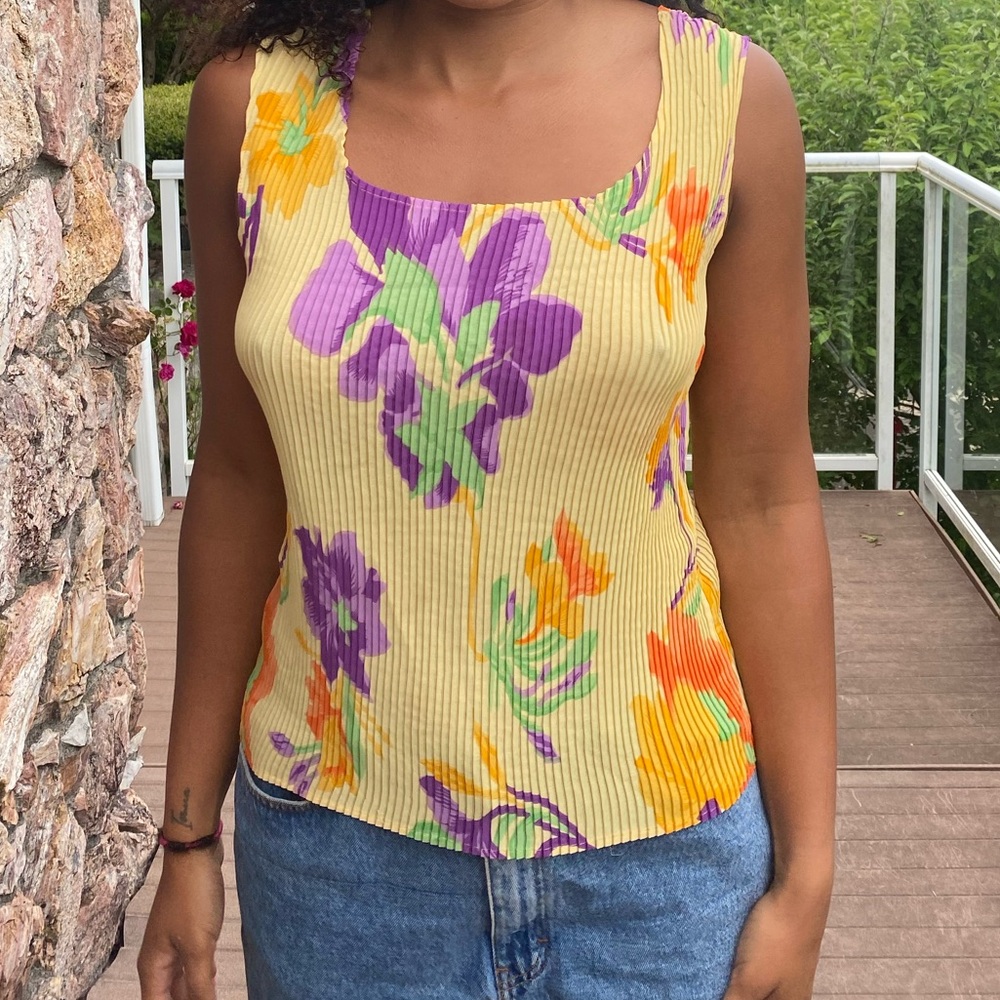 Vintage Colorful Floral Blouse